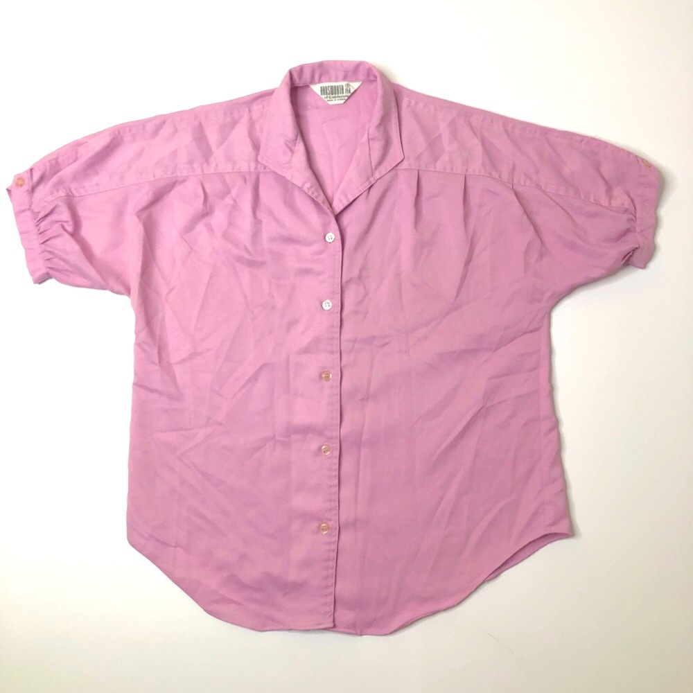 VTG 80’s Lavender Purple Shiny Fabric Blouse Top